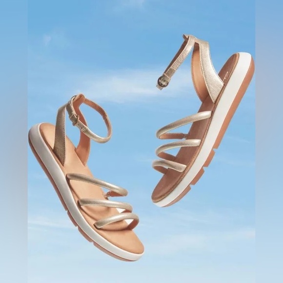 Clarks Shoes - Clarks Jemsa Style Slide Champagne gold leather  Sandal Gold 8